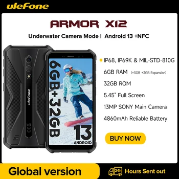 Ulefone Brnenie X12 Robustný Telefón,Android 13 Smartphone，6GB（3GB+3GB）RAM， 32GB ROM，4860mAh，13MP 5.45