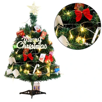 Umelý Vianočný Stromček s LED Svetlá a Dekorácie, Ideálny pre Domáce alebo Kancelárske