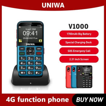 UNIWA V1000 4G Funkciu Telefónu 2.31 Palcový Veľké Tlačidlo Mobilný Telefón 0.3 MP Zadná Kamera, Mobil Rusko Klávesnica pre Starších 1700mAh