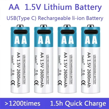 USB Nabíjateľné Lítium-Iónové Batérie 1,5 V AA Batéria 2600mAh, Diaľkové Ovládanie, Myš, Malý Ventilátor, Hračka na Batérie+kábel