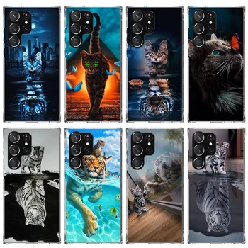 V pohode Zvierat Big Cat Tiger Telefón puzdro Pre Samsung Galaxy S23 Ultra S22 + S21 Plus S20 FE Kryt S10E s rezacím zariadením S10 S9 S8 S7 Silikónové Tlače S