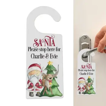 Vianočné Dvere Záves Dekorácie Cute Santa Prosím, Zastavte Sa Tu Akryl Kľučky Vešiak Prihlásiť Santa Claus Ozdoby Na Dovolenku