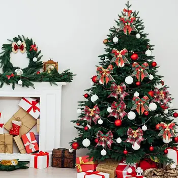 Vianočné luk prívesok je vyrobený z vysoko kvalitnej imitácie bielizeň, hrnú a polyesterových materiálov.