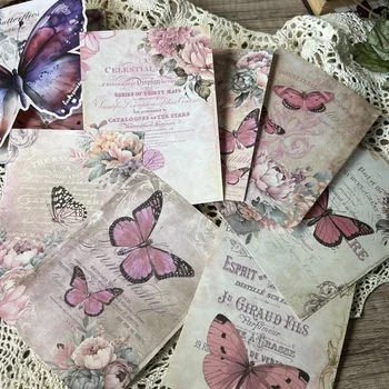 Vintage Zapisovať Motýľ Kvet Materiál Papier Nevyžiadanej Denníka Plánovač Koláž Denník Dekorácia Decor Kreatívne HOBBY kancelárske potreby