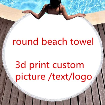 Vlastný Obrázok Kolo Plážové Osušky na Mieru Foto/Logo 3D Vytlačené Najlepší Darček Kúpeľňa Uterák S Strapce Mikrovlákna Dropshipping