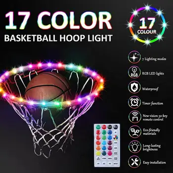 Vonkajšie Basketbalová Obruč Svetlo Rgb Led Basketbalová Obruč Svetlo s 17 Režimy Funkciu Časovača na Noc pre Basketbal pre Tmavé