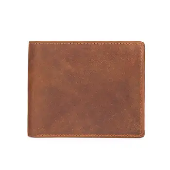 Vrchná vrstva hovädzej kože crazy horse kožené pánske peňaženky krátke štýl podnikania originálne kožené peňaženky retro business retro taška