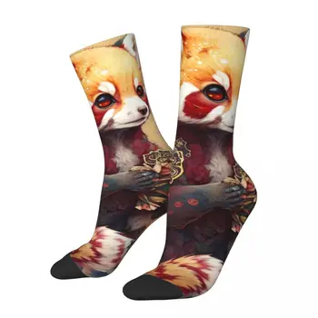 Vtipné Blázon Kompresné Ponožky pre Mužov Červená Panda Hip Hop Vintage Červená Panda Šťastný bezošvá Vytlačené Chlapci Posádky Ponožky