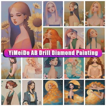 YiMeido 5D DIY AB Diamond Maľovanie Dievča Drahokamu Obraz Plný Štvorec/Round-Diamond Výšivky Mozaiky Karikatúra, Dekorácie, Darčeky