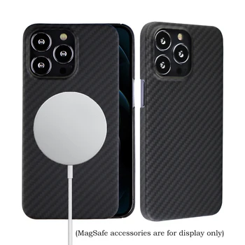 YTF-uhlíka (carbon fiber puzdro Pre iPhone 12/13/14promax prípade Zabudovaný magnet kompatibilný s MagSafe Aramidové vlákna prípade