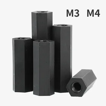 Čierny nylon post M3M4 dvakrát prejsť nylon šesťhranné izolácie post plastové absolútne skrutku príspevok