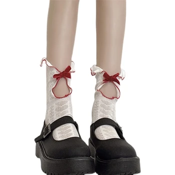 Ženy Sladké Duté Sa Srdce Čipky Členkové Ponožky Japonský Kontrast Farieb Prehrabať Sklon Čela Krátke Pančuchový Tovar